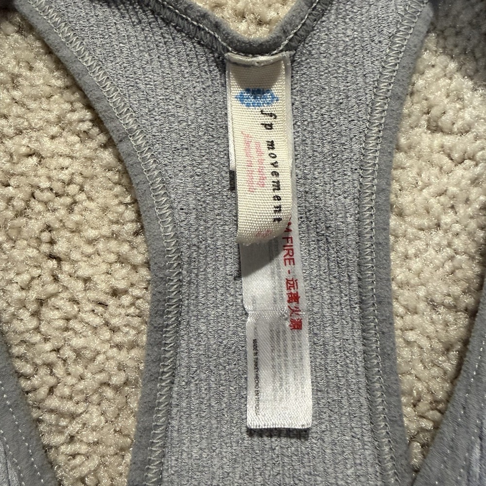 Free People Movement Free Throw Crop Bra Top Gray Blue Small Ribbed - Picture 2 of 7